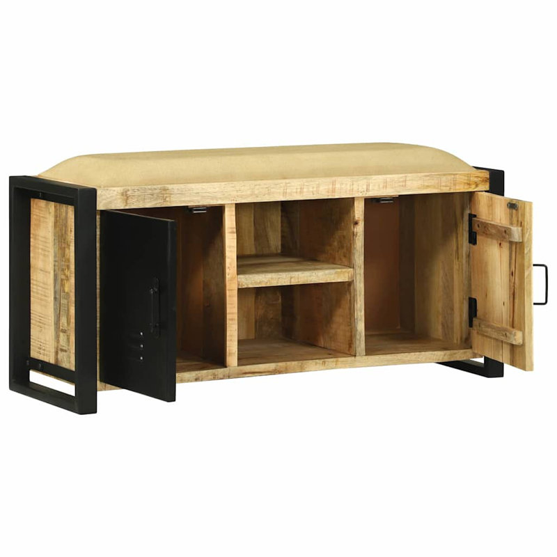 Solid Wood Storage Bench, Brown