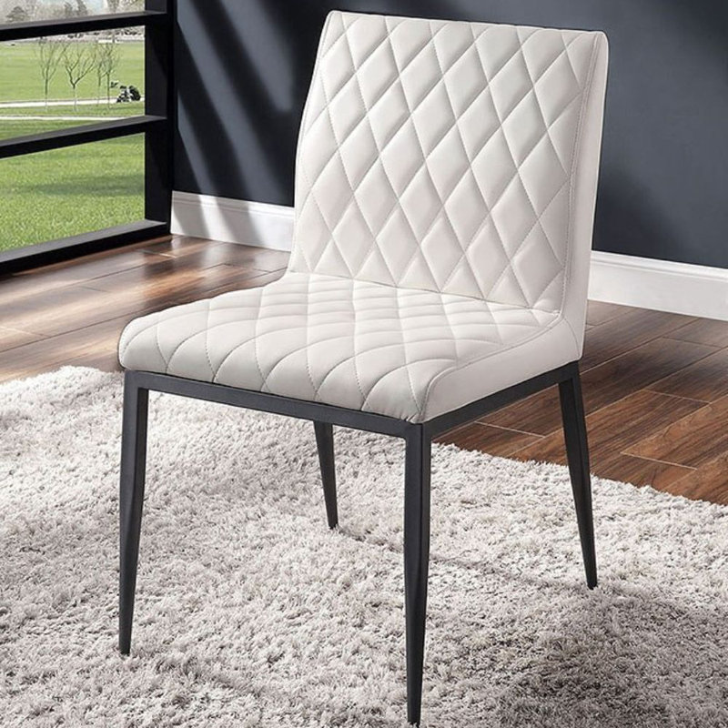 Ensemble de 2 chaises d'appoint en similicuir noir / ivoire Marcella