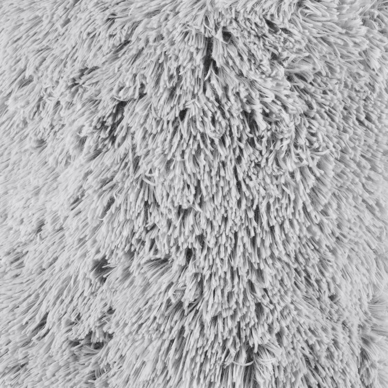 Silver Faux Fur Plush Reversible Throw Pillows, 18" x 18", Set of 2