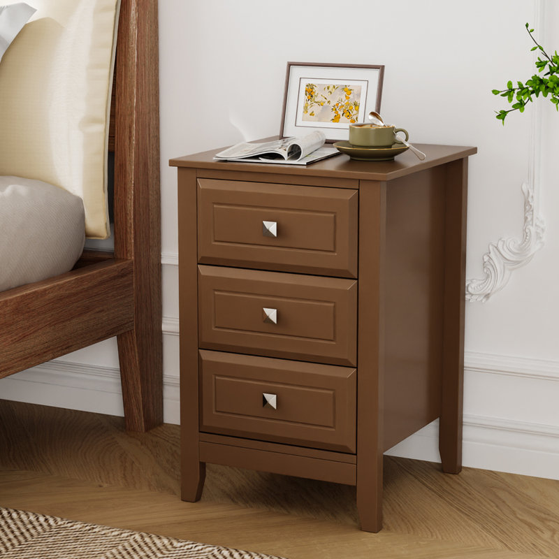 Table de chevet en bois manufacturé Amed, Brown