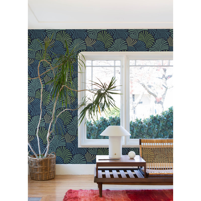Papier peint Trousdale Fanning Flora, Bleu marine