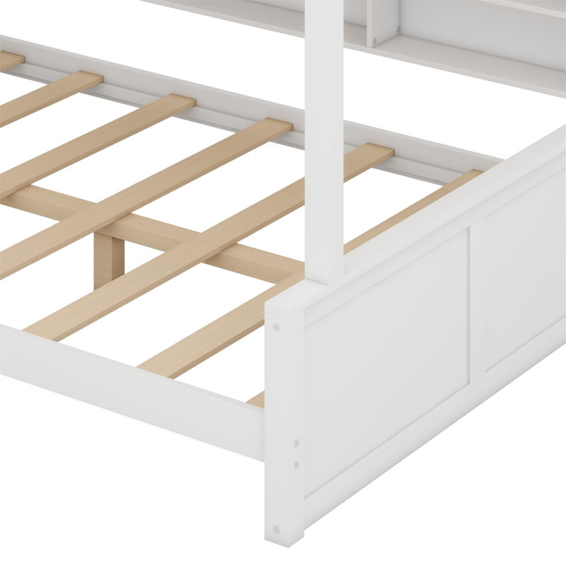 Bunk Bed With Storage Cabinets And USB Ports, Full XL over Queen, Antique White
