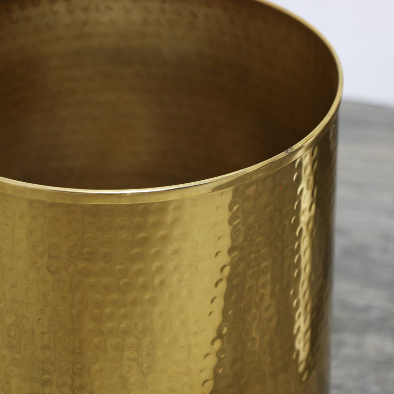 Vinalhaven Metal Open Waste Bin, Gold