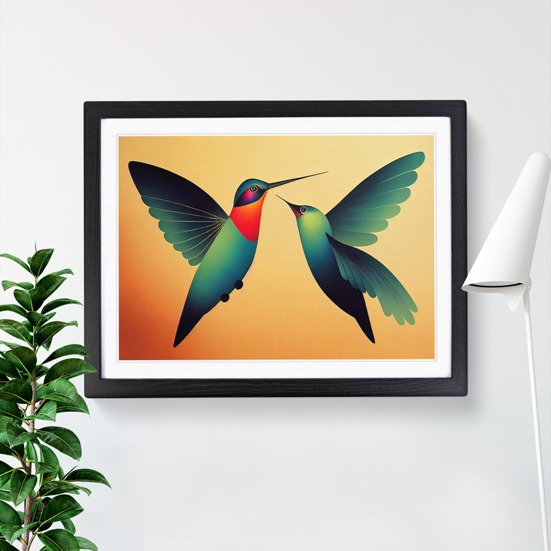 Unique Hummingbirds Abstract - Framed Print, Black, 34cm H x 46cm W x 2cm D