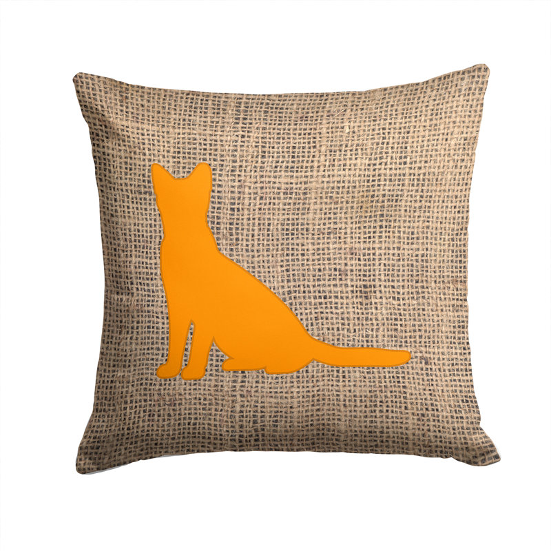 Coussin décoratif intérieur/extérieur pour chat en toile jute, Orange, H 14 po x l 14 po x P 4 po