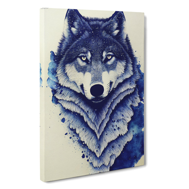 Winter Wolf Art No.2 - Wall Art, Wrapped Canvas, 50cm H x 35cm W, No Matte