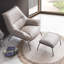 Fauteuil d'appoint et repose-pieds en cuir fleur-1075329707