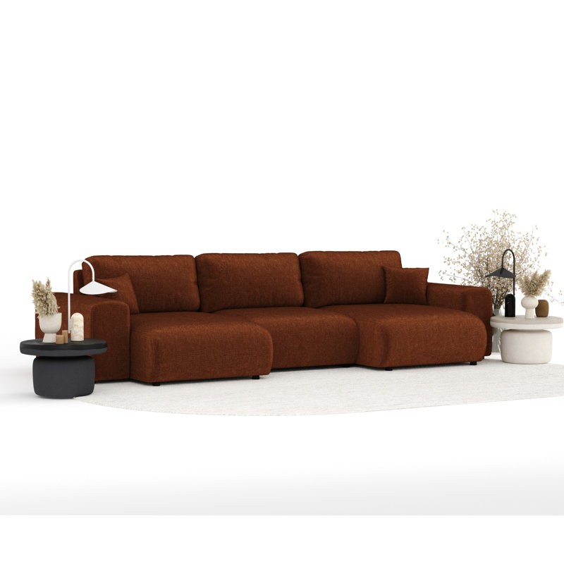 Six-seater panoramic sofa, Copper Chenille