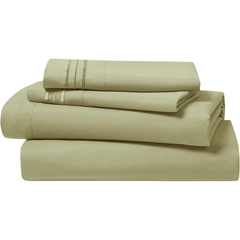 Draps, ensemble de draps 4 pièces Premier, Couvre-lit grand + 4 pièces supplémentaires, Vert