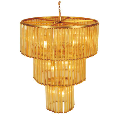 Transitional 13 Light 3 Tier Champagne Glass Chandelier