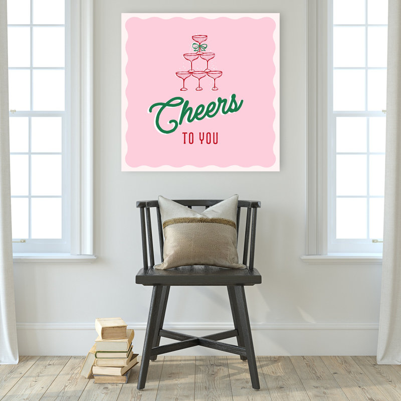 Tour de champagne Cheers - Affiche murale d'architecture rétro vintage et contemporaine, H 32 po x l 32 po