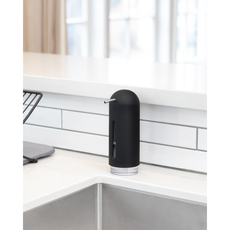 Black Soft-Touch Penguin Soap Dispenser with Window