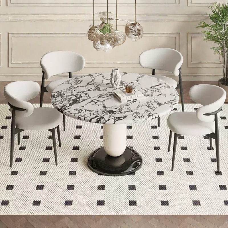 Ensemble de table de salle à manger Modern, H 29,5 po x L 51,2 po x l 51,2 po, 7 pièces : table, 6 chaises