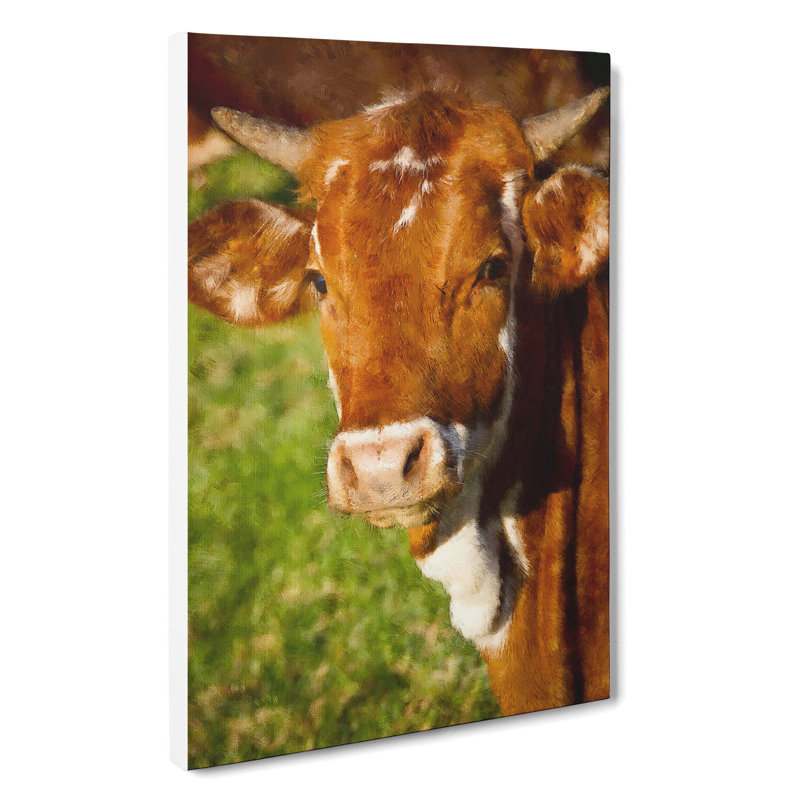 CAN3571CAN Portrait Of A Cow Vol.2 Painting - Wrapped Canvas Print, 35cm H x 35cm W x 3cm D