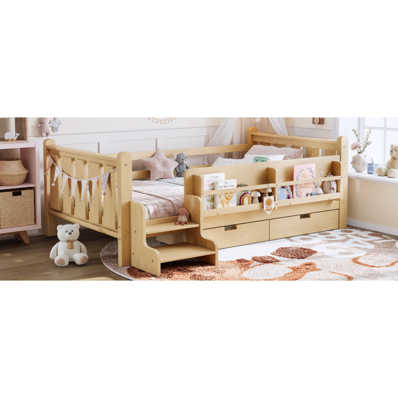Lit pour enfant peu encombrant avec rangement, conception en bois massif, parfait pour une maison moderne