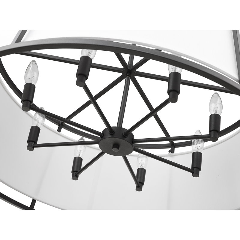 Luminaire suspendu tambour unique à 8 lumières Nour, Bronze