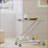 Modern Bar Cart with Tempered Glass Shelves | Rolling Locking Casters | Glass+Metal | Brushed Silver