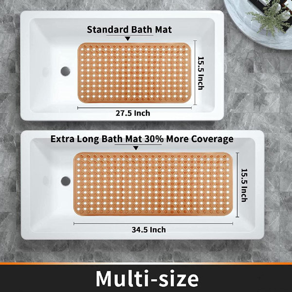 Saraghna Shower Mat Symple Stuff Color: Brown, Size: 15.5 W x 34.5 L