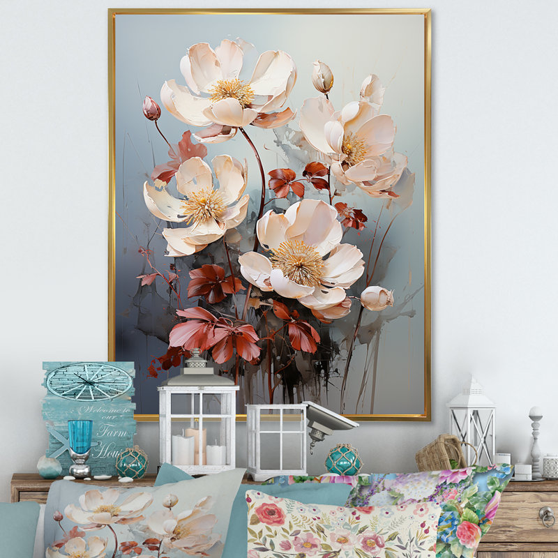 «Affulent Bouquet Of Lotus I» sur toile, Cadre flottant doré, H 32 po x l 24 po x P 1 po