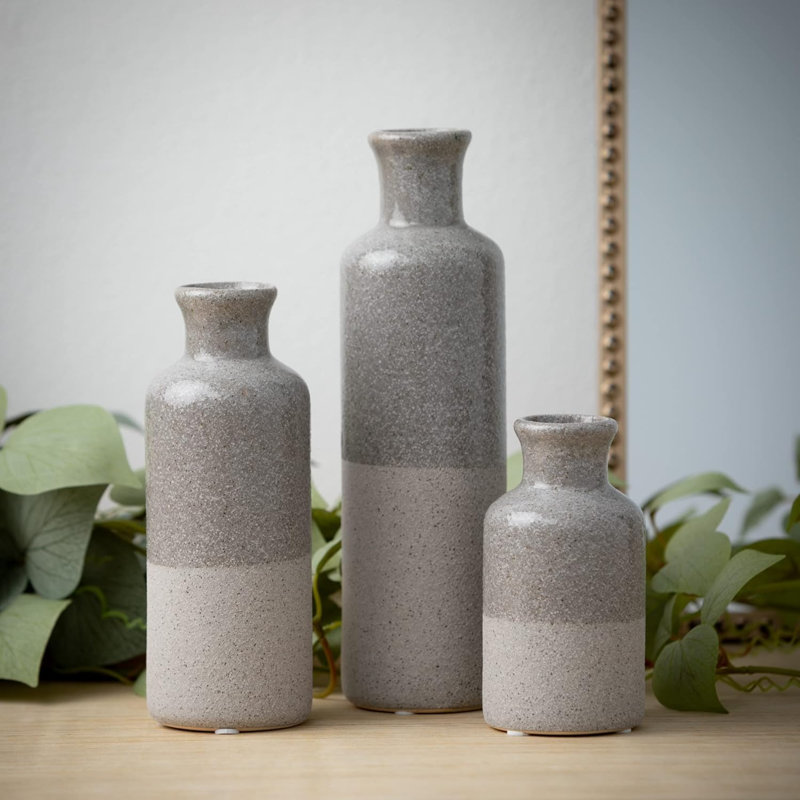 Ensemble de vases en céramique (3 pièces), Gris