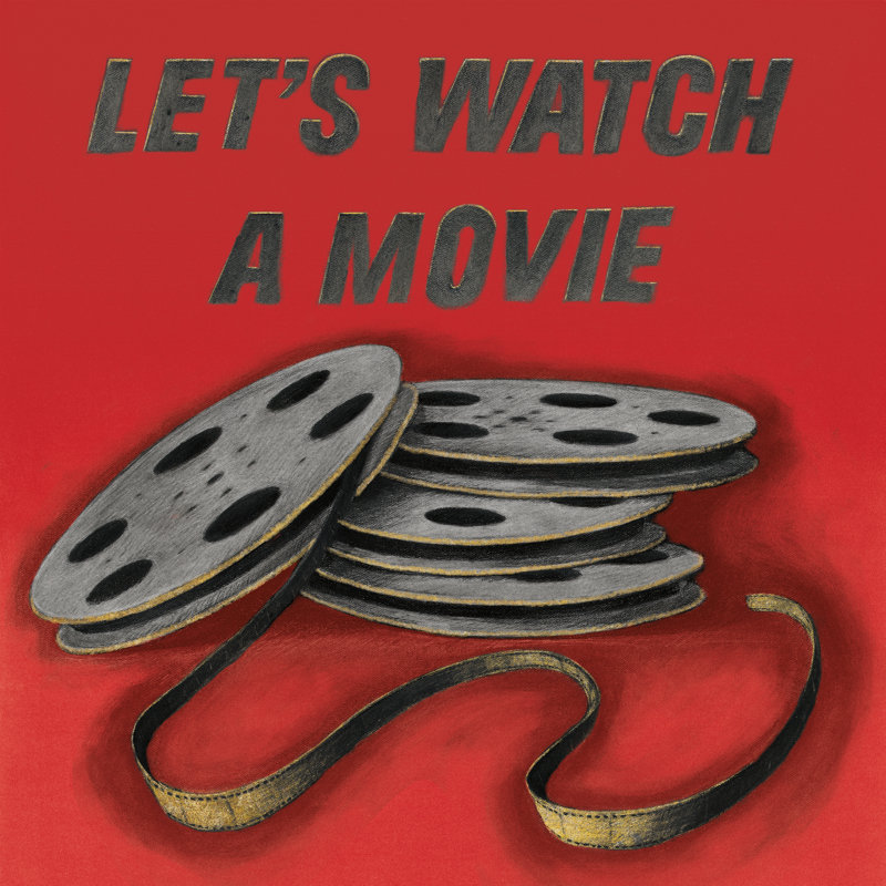 Lets Watch a Movie 1 Piece Wrapped Canvas Wall Art, 30cm H x 30cm W