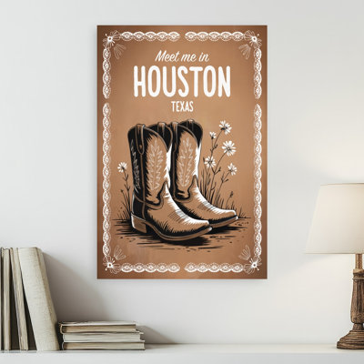 «Houston Cowboy» de Houston, impression d'art mural rustique vintage «Daisy City Flower»