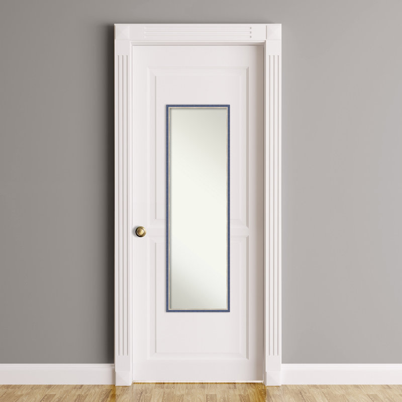 Wilstead Solid Wood Rectangle Wall Mirror, 49.25" x 15.25", Blue