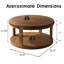 Table basse et canapé 31,5 "en bois massif rond - plateau épaissi à deux niveaux, pieds robustes, table circulaire pour le salon-813815257