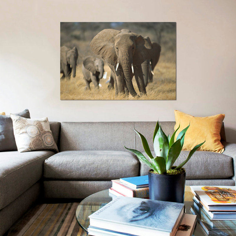 «African Elephant Group, Vulnerable, Samburi National Reserve, Kenya» par Gerry Ellis - reproduction d'art numérique sur toile tendue