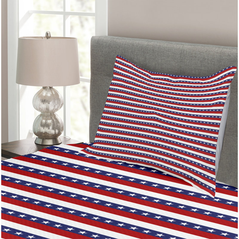 Afke Polyester Striped Bedspread with Pillow Shams Included, 170 x 220 cm Bedspread - 1 Sham