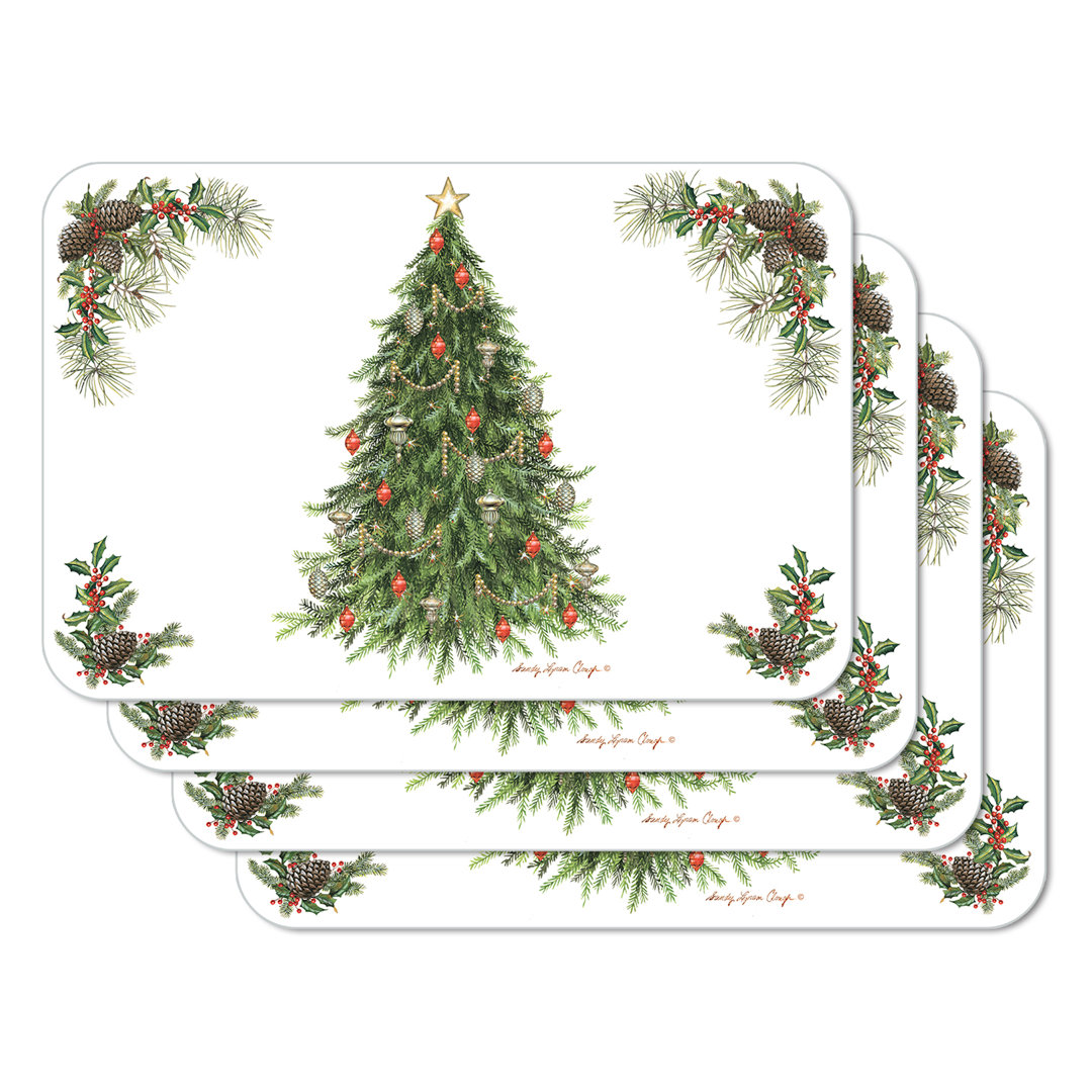CounterArt Holiday Tree 4 Piece Reversible Easy Care Placemats CounterArt