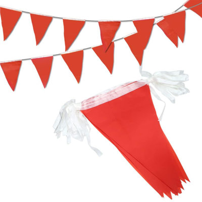 Solid Red Pennant Banner - 30 Multicolor Bunting Flags (8x11 Inches) - Birthday Party Grand Opening Holiday Decorations