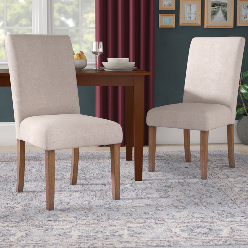 Chaise de salle à manger rembourrée en lin beige clair Burbury