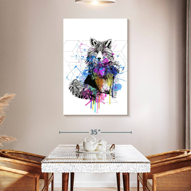 Illustration d'un renard, H 48 po x l 32 po
