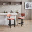 26 tabouret de bar rembourré en tissu - Pieds en métal noir-1315714454