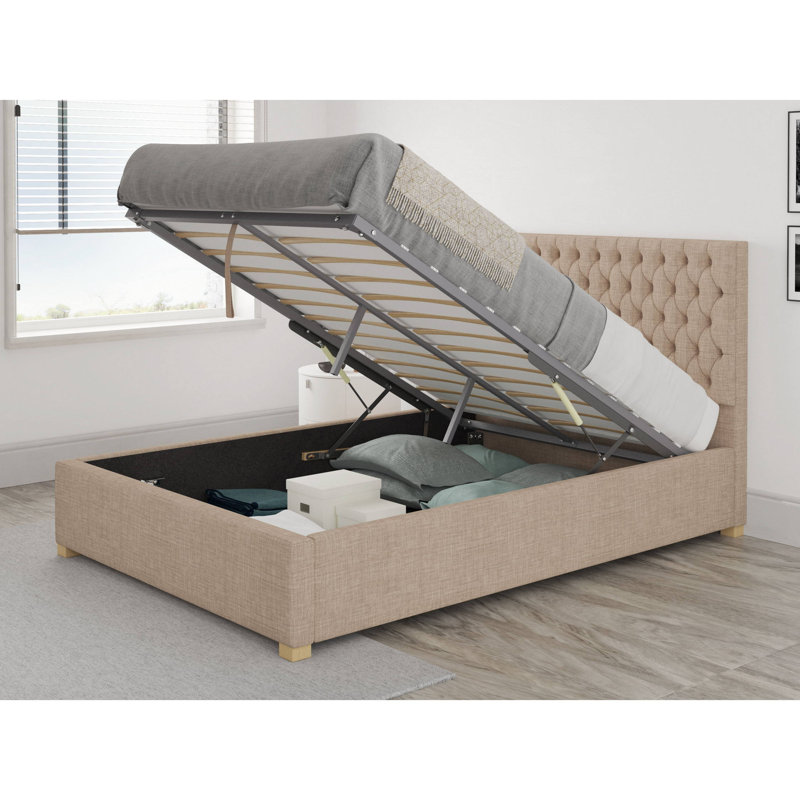 Central City Upholstered Ottoman Storage Bed, Super King (6'), Mink