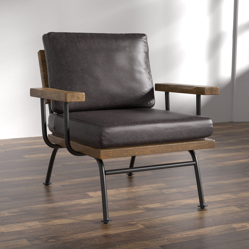 Fauteuil l 35 po Avtandil, Similicuir brun