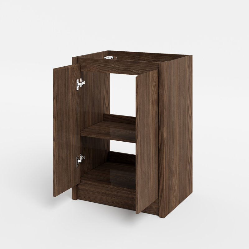 24" Wood Bathroom Vanity Cabinet Base Only, Without Sink and Mirror, Dark Walnut