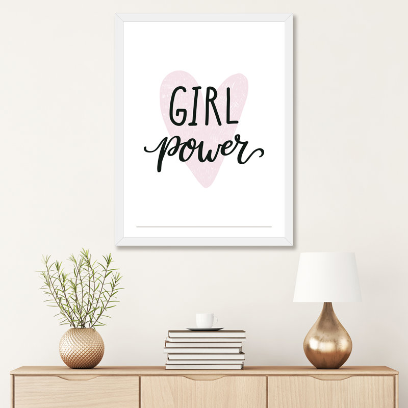 Girl Power - impression d'art textuel, Blanc, H 32 po x l 24 po x P 1 po, Papier encadré blanc