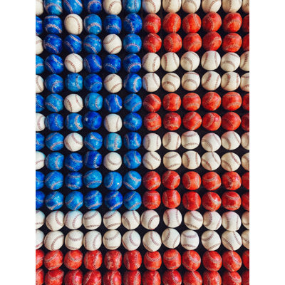 " Baseballs, American Flag, Colours, Red, White, Blue, Rows Of Baseballs "