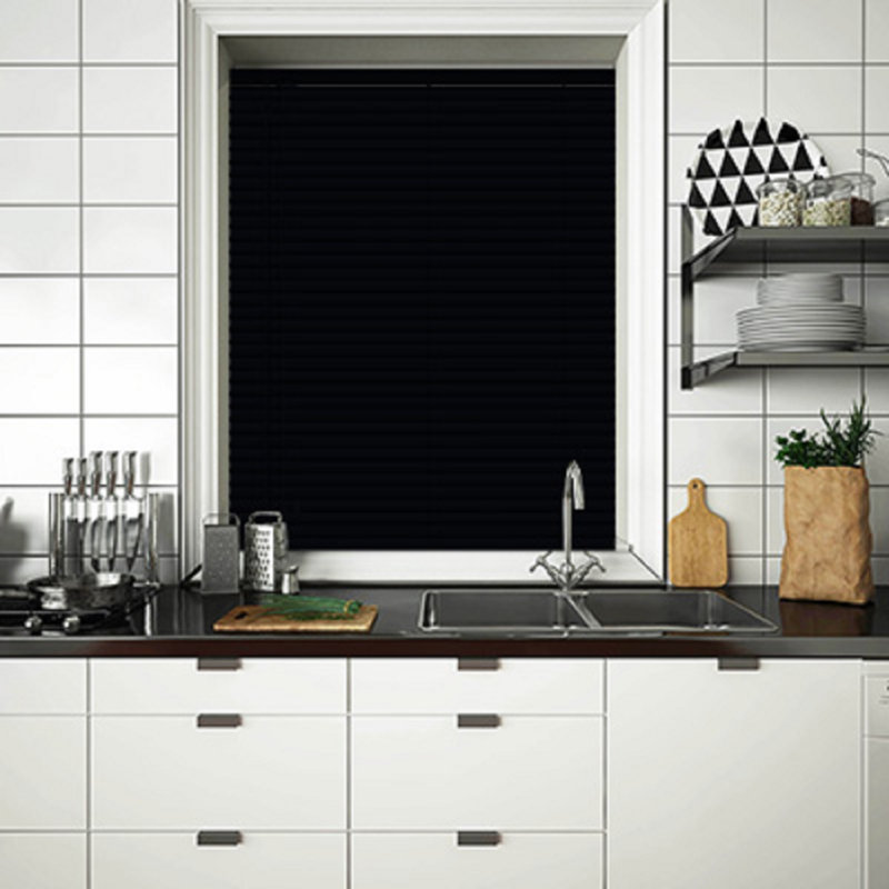 PVC Metal Venetian Blind, 213 cm L x 240 cm W, Black
