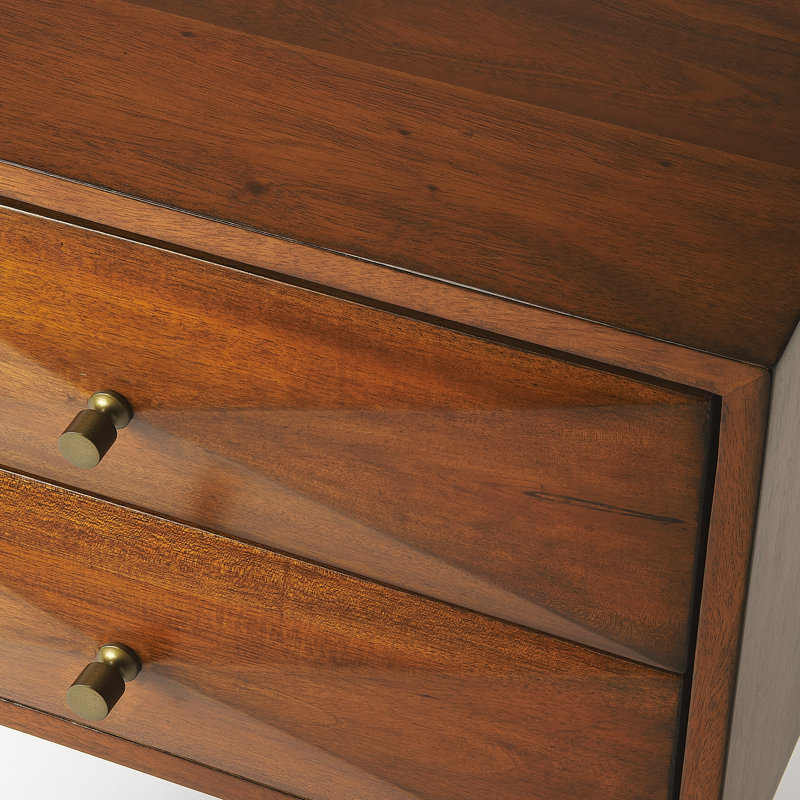 Shayla 2 Drawer Nightstand, Olive Ash Burl