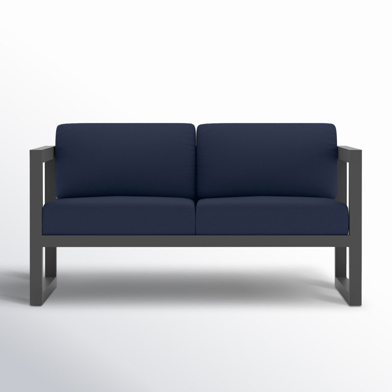 Avion Loveseat - Black, Spectrum Indigo Sunbrella®, Slate