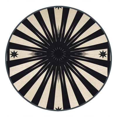 Machine Washable Carlstadt Posh & Luxe Starburst Rug in Grey – Black Binding