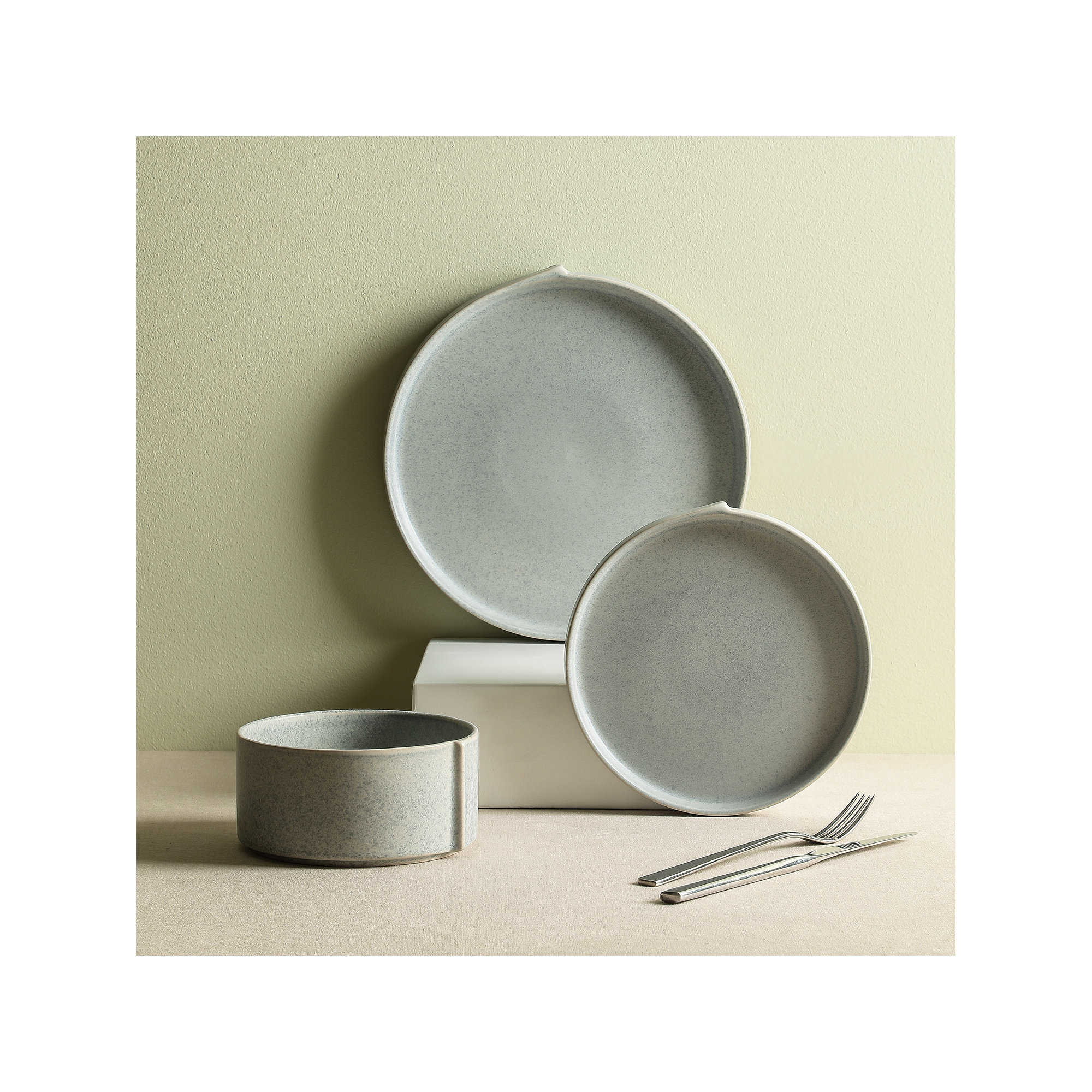 Stone Lain Bao 24-Piece Dinnerware Set Stoneware, Blue/Grey