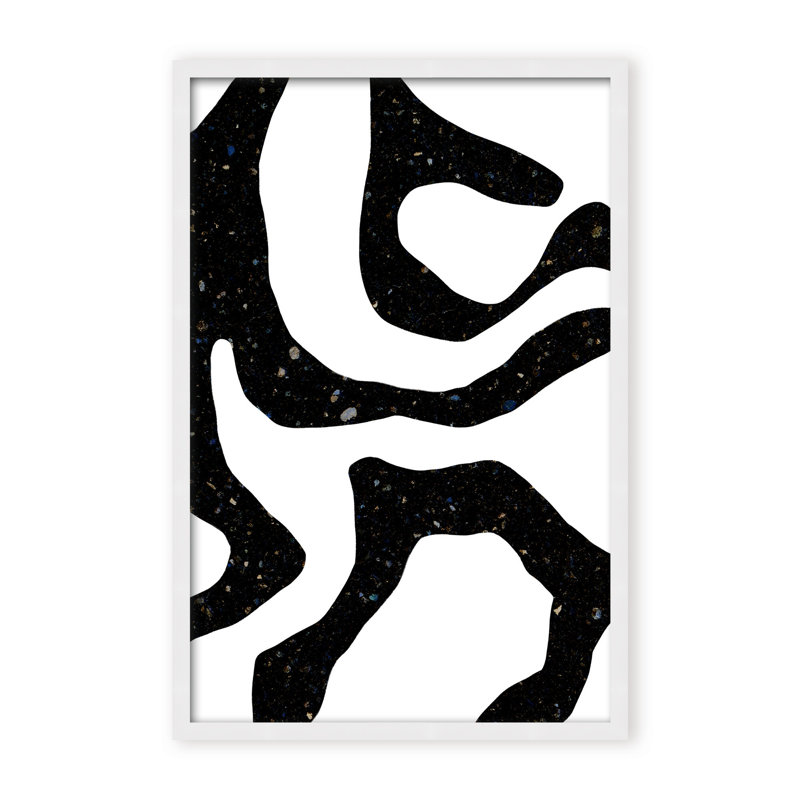 Abstract Black Gems by  - Picture Frame Painting on Paper, 48" H x 32" W x 1.125" D, Black, Framed Print
