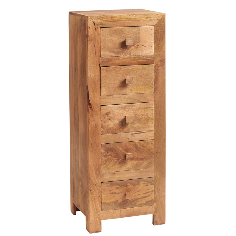 Cicero Solid Wood 46cm W 5 - Drawer Chest of Drawers, Light Brown