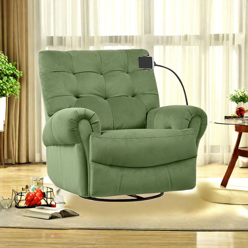 Fauteuil inclinable pivotant rembourré Tebbe, Vert