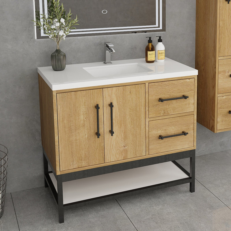 Meuble-lavabo simple avec plateau Victoria 23,7, Chêne