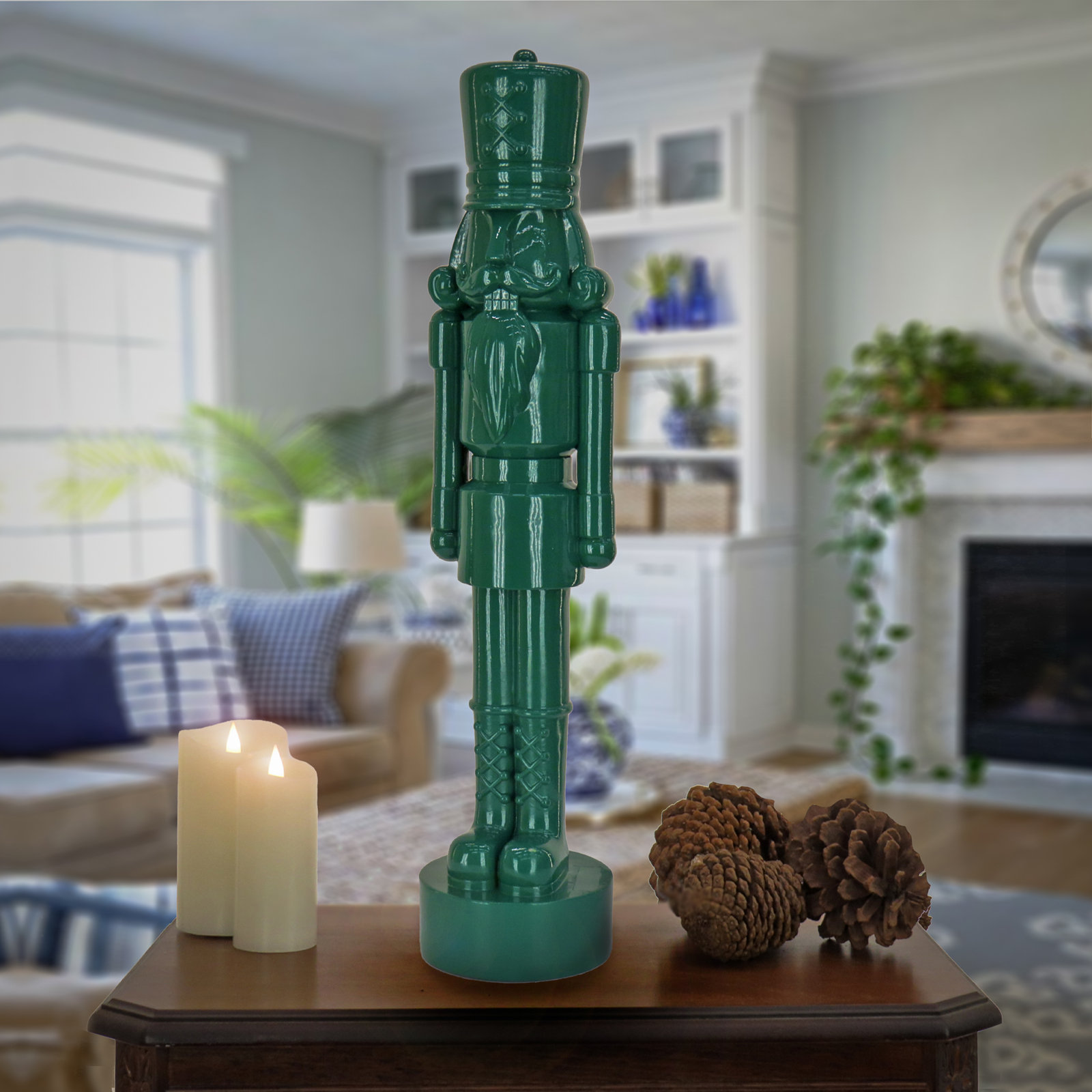 Nutcracker Christmas Decor, Jade, 24" H x 5.3" W x 6.3" D